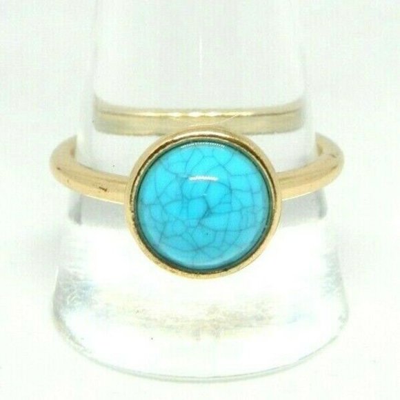 Unbranded Jewelry - Faux Blue Turquoise Acrylic Gold Tone Ring